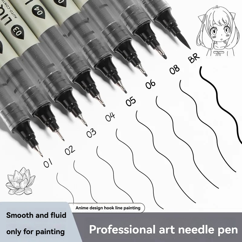 Correction Pen Fine - Paquete de 12 Rotuladores Negros de